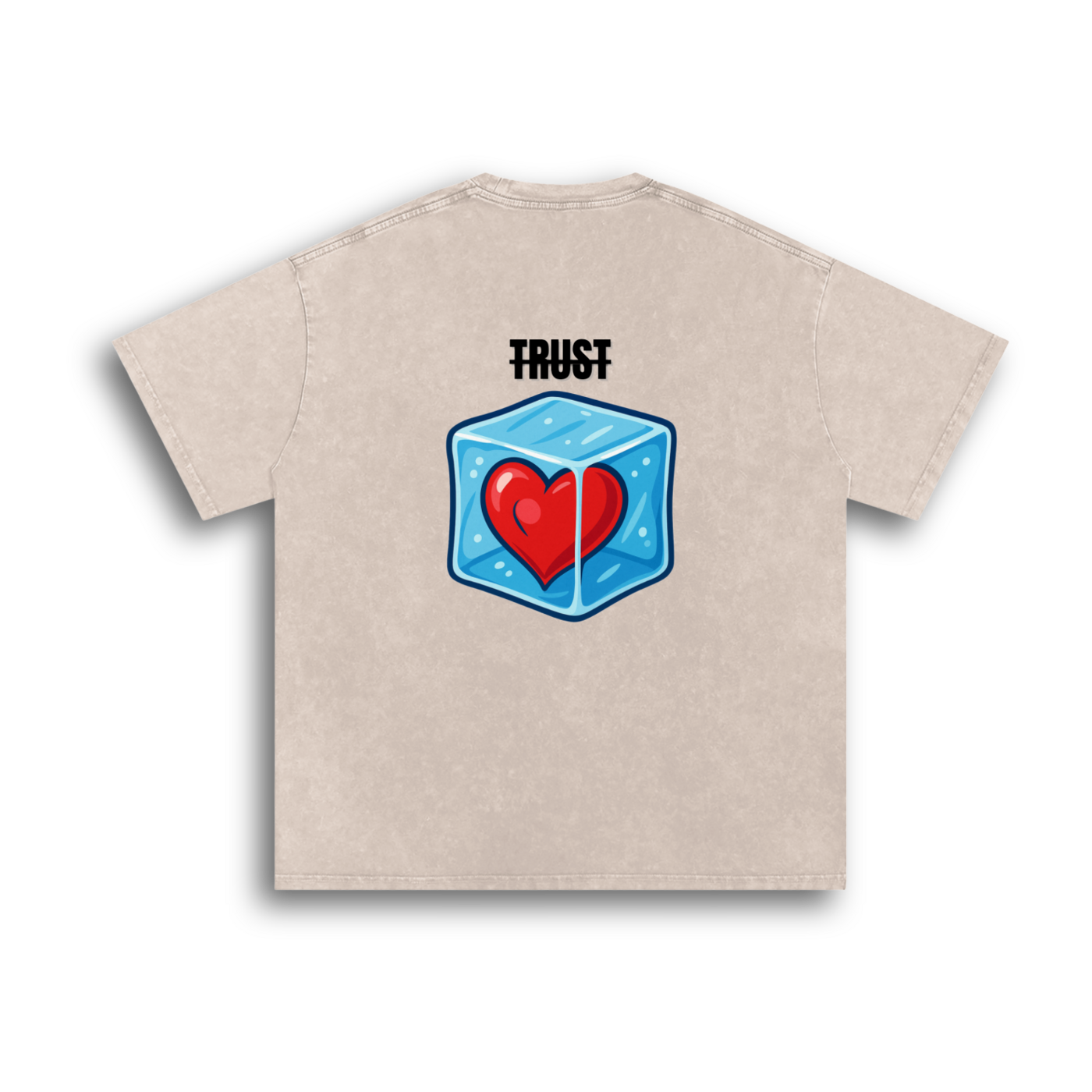 "NO TRUST" PRINTED ACID WASHED OVERSIZED TEE - PRESSURE CHAMBER