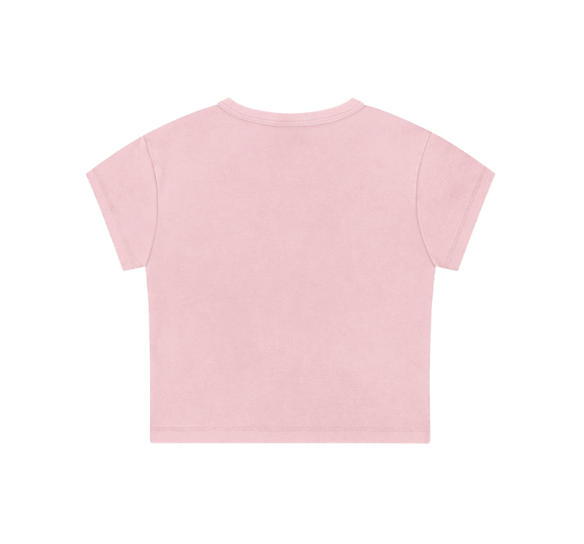 SNOW WASHED "DON'T PLAY WITH ME" PIXEL HEART CROP TEE
