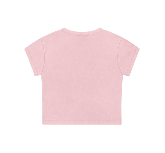 SNOW WASHED "DON'T PLAY WITH ME" PIXEL HEART CROP TEE