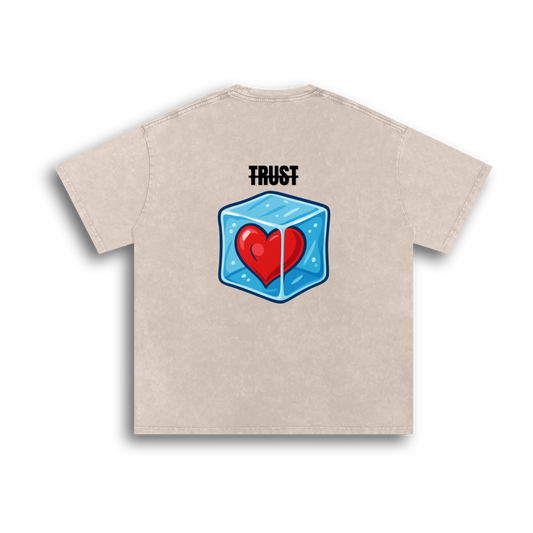 "NO TRUST" PRINTED ACID WASHED OVERSIZED TEE - PRESSURE CHAMBER